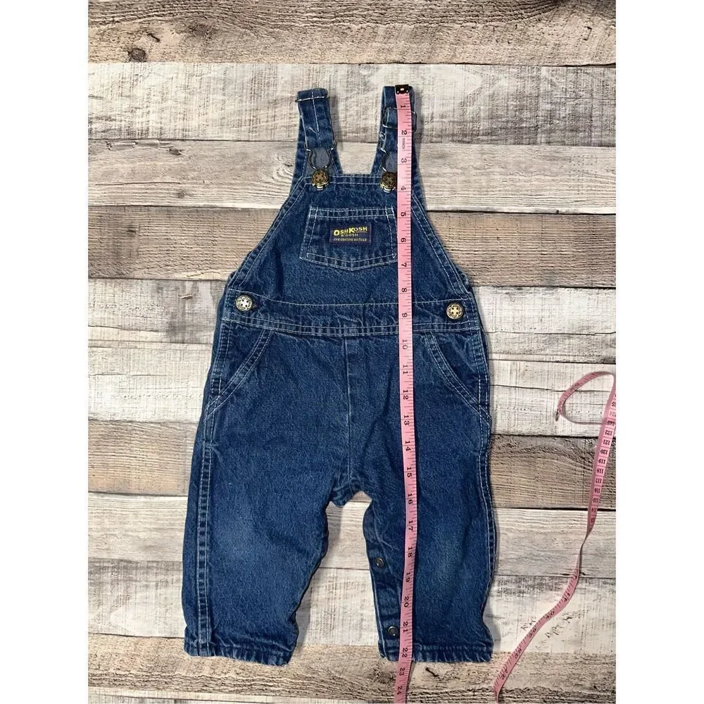 Vintage Oshkosh B’Gosh Baby Toddler 12mo USA Union Made Vestbak Denim Overalls